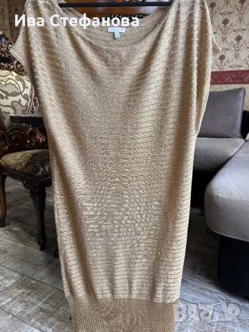 Нова дълга елегантана официална парти златиста туника Massimo Dutti, снимка 5 - Туники - 49813638