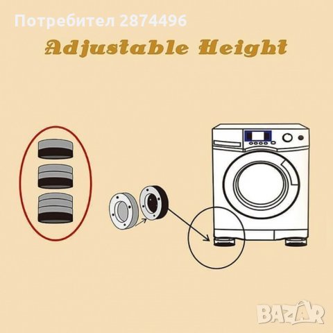 3219 Противоплъзгащи и антивибрационни крачета за пералня, снимка 3 - Други стоки за дома - 35726250