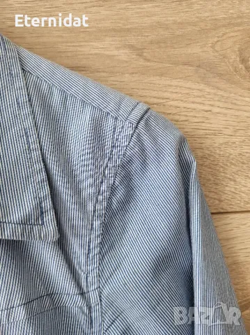 Дълга риза бяло и синьо райе памучна материя , снимка 4 - Ризи - 47533067