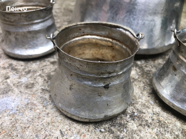 комплект автентични медни котлета /бакърчета, менчета/, снимка 3 - Антикварни и старинни предмети - 51690360