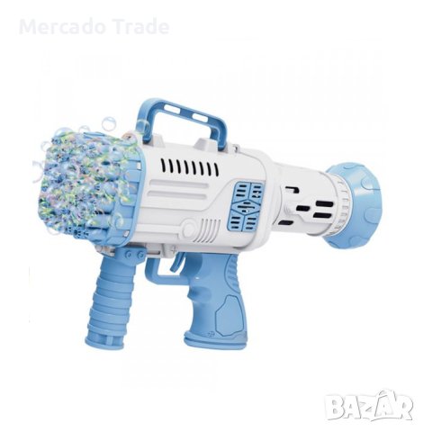 Пистолет Mercado Trade, За сапунени балончета, 44 дупки, Базука, Син , снимка 5 - Електрически играчки - 40471655