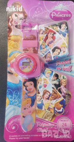 3D детски часовник прожектор Принцеси с 24 картинки прожекцжия с книжки подарък