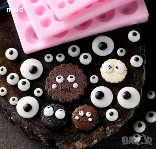 кръгчета кръгове полу кръг за направа на очи очички силиконов молд форма фондан шоколад смола декор