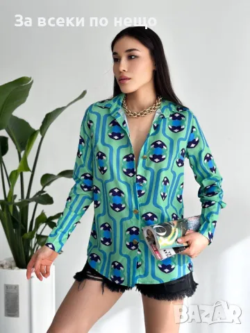 Дамска Риза С Дълъг Ръкав В Зелено Код D1681, снимка 3 - Блузи с дълъг ръкав и пуловери - 48806093