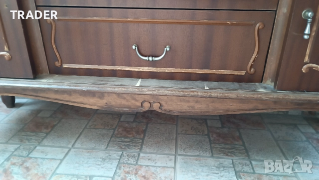 винтидж ретро шкаф за телевизор скрин холова секция с декоративни елементи, снимка 4 - Шкафове - 40374963