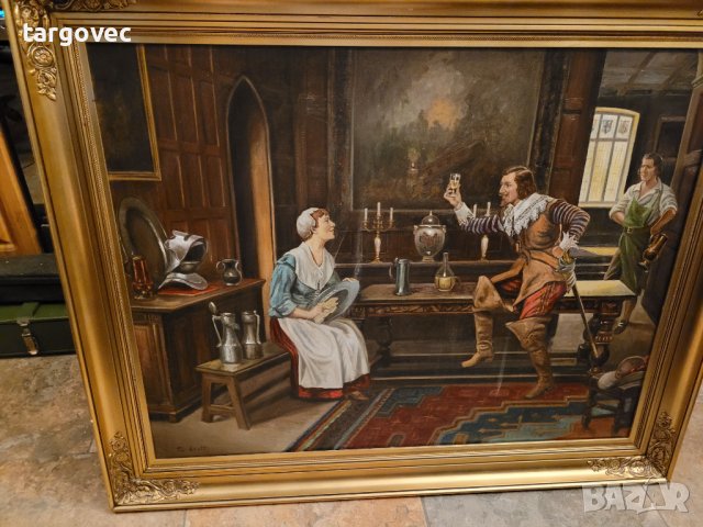 Прекрасна рустикална аристократична маслена картина, снимка 5 - Антикварни и старинни предмети - 41732332