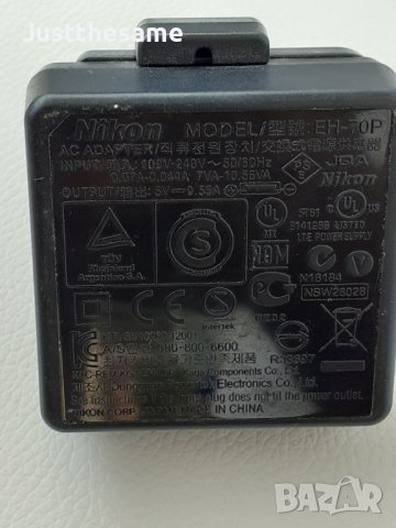 Nikon MODEL EH-70P Зарядно Адаптер за зареждане за Coolpix S3500, S5200, S6500, S9400,, снимка 3 - Фотоапарати - 41643606
