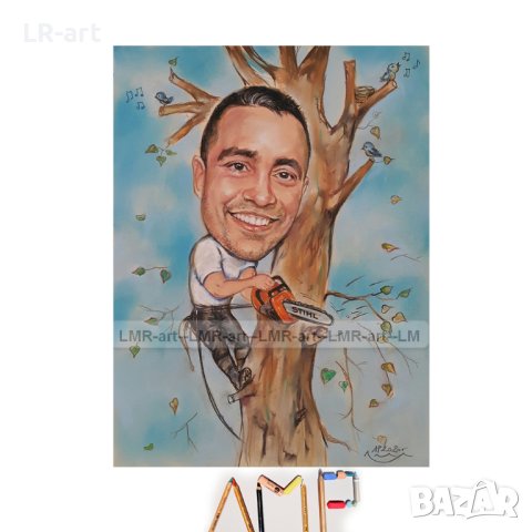  КАРИКАТУРИ, ШАРЖ с пастели и моливи, рисувани ръчно , снимка 12 - Картини - 41361382