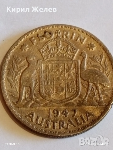 Сребърна монета 2 шилинга 1947г. Австралия Крал Джордж шести 46902, снимка 5 - Нумизматика и бонистика - 53782293