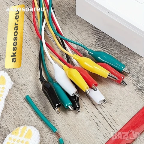 1 комплект 10 бр. електрически проводници със двустранни щипки тип крокодил тестови кабели с държачи, снимка 16 - Друга електроника - 50233919
