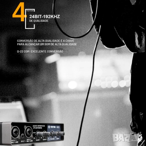 Професионална външна звукова карта Teyun Q-22 – 24-bit/192kHz Аудио интерфейс, снимка 9 - Ресийвъри, усилватели, смесителни пултове - 53828028
