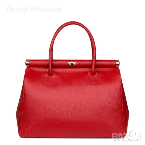 ЧАНТА ОТ ЕСТЕСТВЕНА КОЖА BIANCA, ЧЕРВЕНА, снимка 2 - Чанти - 51923138