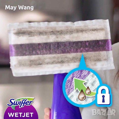 Моп Swiffer WetJet, Нов, без батерии, кърпи и препарат, снимка 3 - Мопове, кофи, четки и метли - 41619493