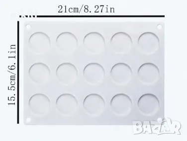 15 малки плоски кръгчета кръга кръг макарон шайби чипс силиконов молд форма подложка фондан шоколад , снимка 4 - Форми - 44198044