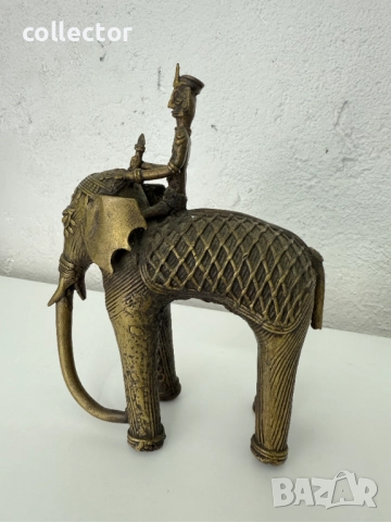 Стара индийска фигура на погонщик със слон. №7583, снимка 6 - Антикварни и старинни предмети - 52316658