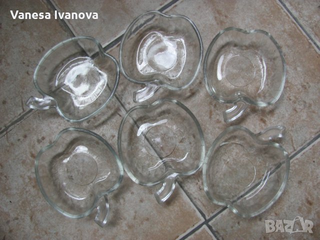 6 броя стъклени купи - ябълка