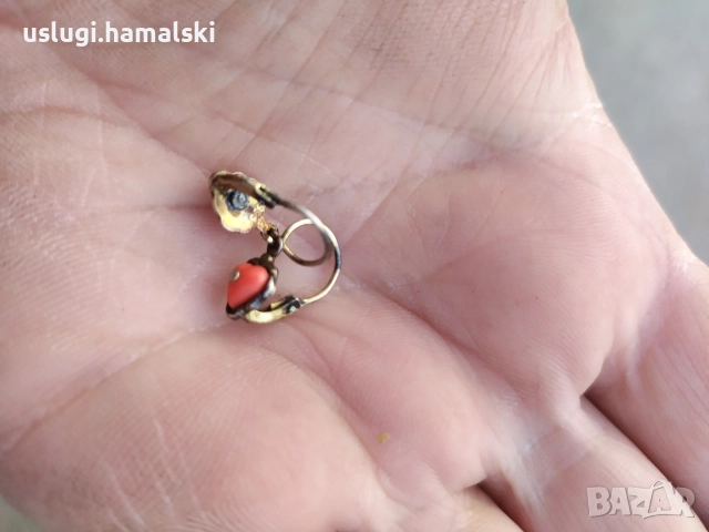 Стари сребърни обици/корал/позлата, снимка 2 - Антикварни и старинни предмети - 52839000