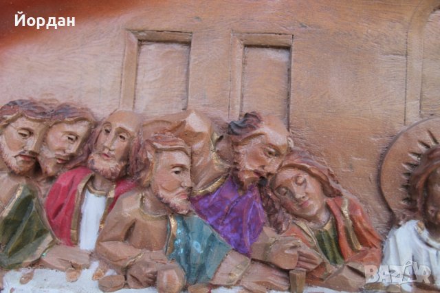 Пано дълбока дърворезба ''Тайната вечеря'', снимка 5 - Антикварни и старинни предмети - 40979794