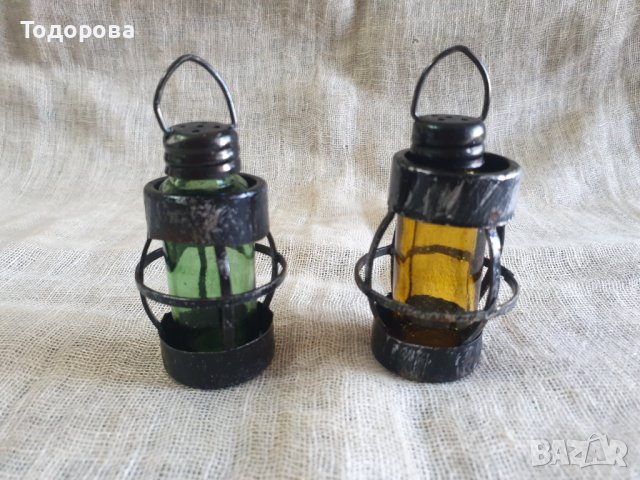 Морски фенери-солнички от цветно стъкло и метал, снимка 1 - Аксесоари за кухня - 41693944