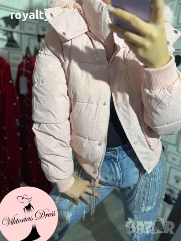 Късо дамско зимно розово яке , снимка 7 - Якета - 49201258