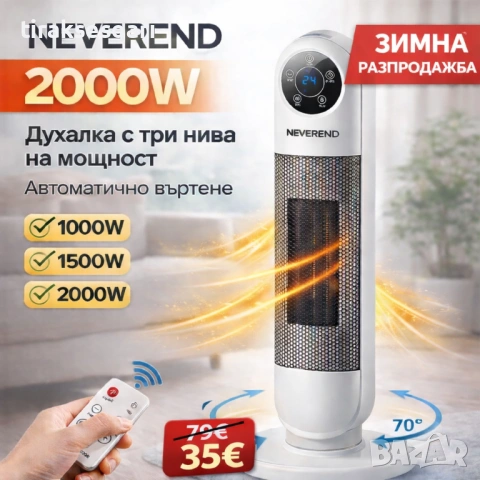 Духалка NEVEREND 2000W с въртене и LED дисплей – ПРОМО