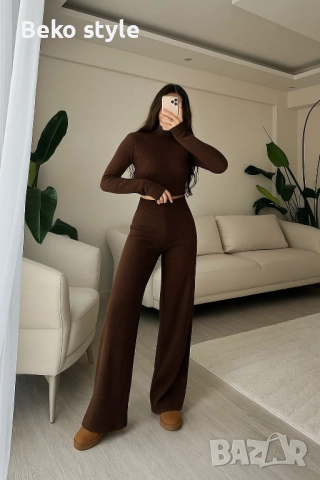 Дамски комплект фино плетиво наличен в Кафаво Зелено Синьо