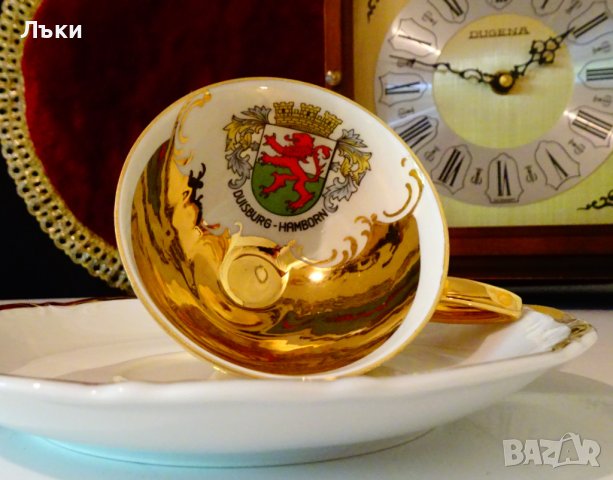 Чаша с чиния баварски порцелан 24 k Gold. , снимка 6 - Чаши - 42310243