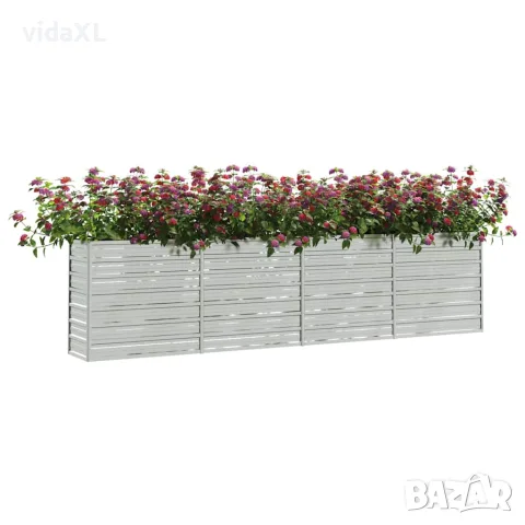 vidaXL Повдигната градинска леха, 320x40x77 см, стомана, сребриста, снимка 3 - Саксии и кашпи - 56146605