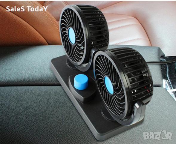 Вентилатор с две перки, охладител за кола, 4 инча, 12V или 24V черен 