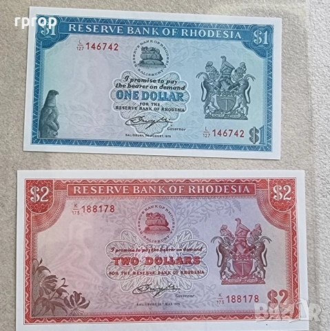 Родезия. 1 и 2 долара. 1979 година.Редки. UNC.