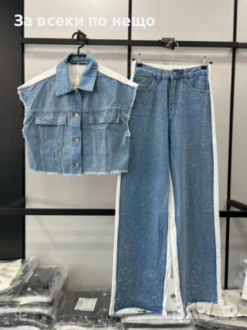 Дамски Син Дънков Комплект - Различни Цветове Код A1247, снимка 6 - Комплекти - 53490236