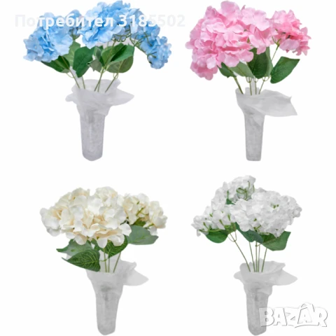 Луксозни букети от изкуствени хортензии – елегантна украса без грижи, снимка 2 - Изкуствени цветя - 51227518