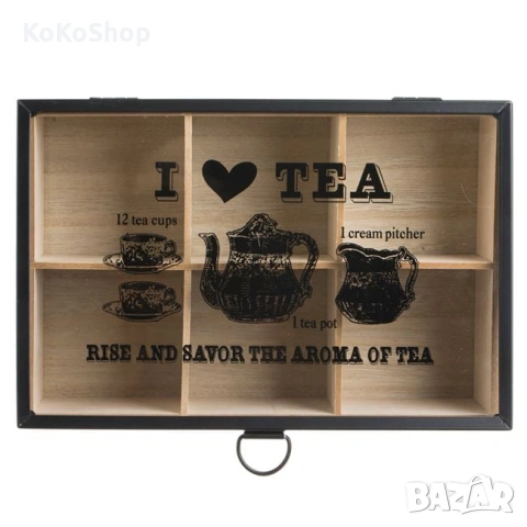 Дървена кутия за чай - органайзер за чай, снимка 2 - Аксесоари за кухня - 53570934