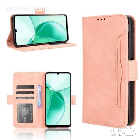 Кожен калъф Портфейл за ZTE Blade A35e- Магнитен клипс, Държач за карти и Стойка, вкл. Протектор, 5 , снимка 5 - Калъфи, кейсове - 52525267