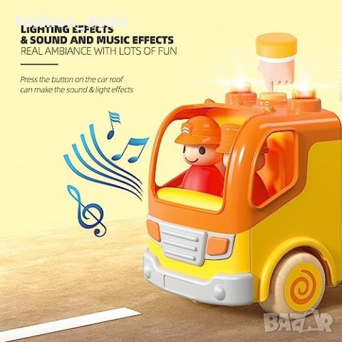 Нова играчка Транспортен Камион с 4 Дървени Коли: Светлини, Звуци, 2-5год., снимка 7 - Кукли - 42740817