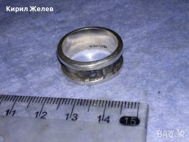 СТАР МЕКСИКАНСКИ МАСИВЕН СРЕБЪРЕН ПРЪСТЕН Тип ХАЛКА СРЕБРО MEXICO925 МАЙСТОРСКА АРТ ИЗРАБОТКА 60681, снимка 2 - Пръстени - 40556621