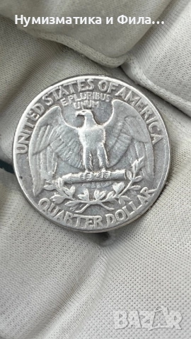 Сребърна монета САЩ 1/4 долар  1951 година, снимка 2 - Нумизматика и бонистика - 52704075