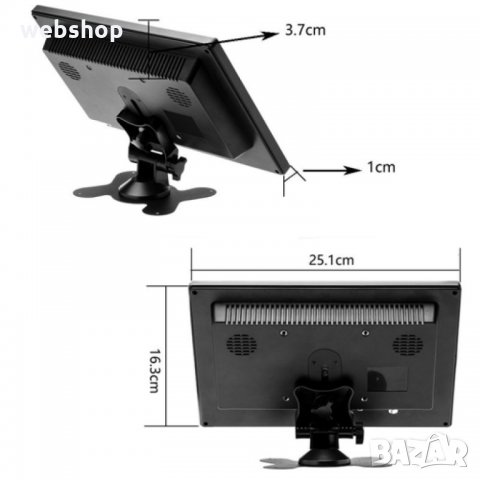 МНОГОФУНКЦИОНАЛЕН МОНИТОР ЗА КОЛА 10.1 ИНЧА HD TFT LCD COLOR MONITOR, снимка 2 - Аксесоари и консумативи - 35911163