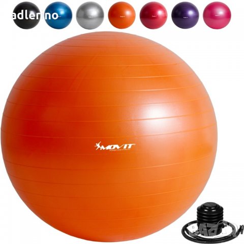 Гимнастическа топка, фитнес топка, крачна помпа, 85 см, оранжева