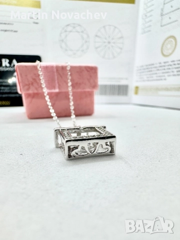 Сребърно колие с мойсанит (Диамант) 0.5 карата, снимка 10 - Колиета, медальони, синджири - 52619461