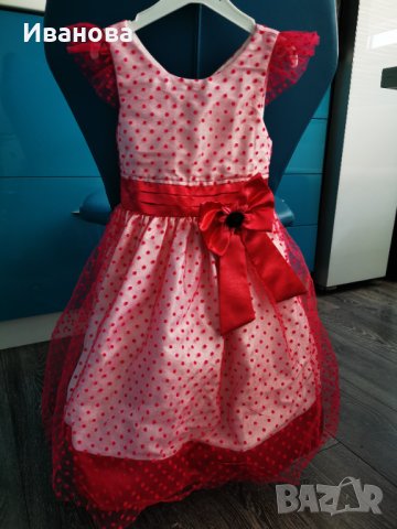 Официална рокля с тюл и дантела в цикламено/розово размер 116, снимка 1 - Детски рокли и поли - 41100490