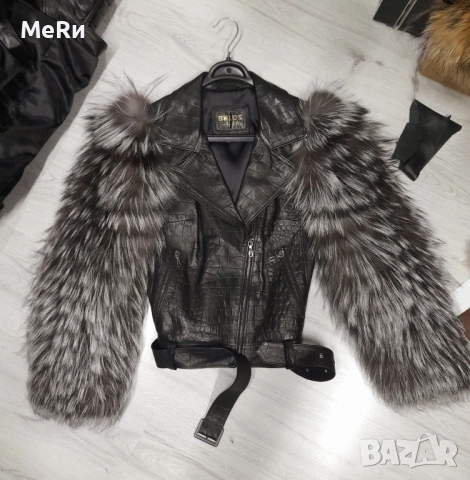 Естествена кожа и сребърна лисица , снимка 1