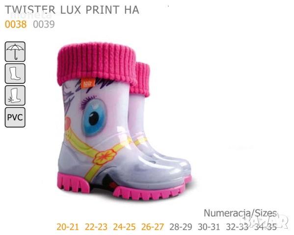 39,90лева (20,40euro) DEMAR: Нови детски Гумени ботуши с Топло чорапче. Размери 20-35. ПОНИ, снимка 2 - Бебешки обувки - 51686697