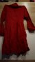 Ефирна памучна рокля тип престилка-риза в кока кола червен цвят с колан, снимка 3