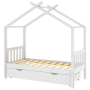 vidaXL Рамка за детско легло с чекмедже, бяла, бор масив, 80x160 см（SKU:322149, снимка 1 - Спални и легла - 44599240