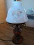 Красива винтидж нощна лампа, дърво, метал и стъкло , снимка 6