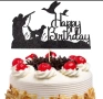 Happy Birthday Ловец ловджия с куче гъски ловен лов черен картонен топер украса за торта рожден ден, снимка 1