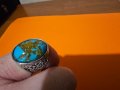 Красив османски турски пръстен с голям син  камък , снимка 6