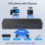 uni USB 3.0 превключвател, 4 порта USB превключвател към 2 компютъра, с дистанционно управление, снимка 4