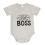 Бебешко боди, памучно с къс ръкав, сив принт „I may be small but I'm the boss“ S_1233498, снимка 1